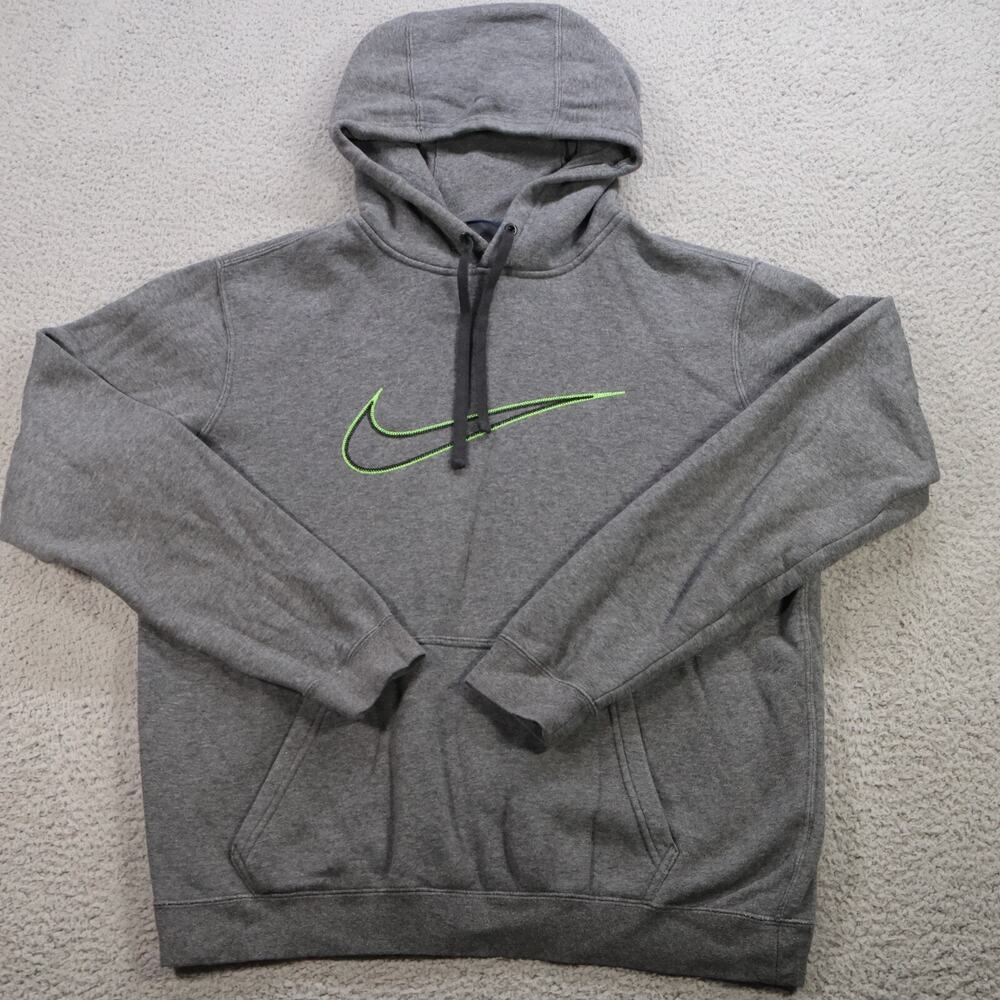 VINTAGE Nike Hoodies Mens Medium Gray Swoosh Logo Sweatshirt Pullover 804656